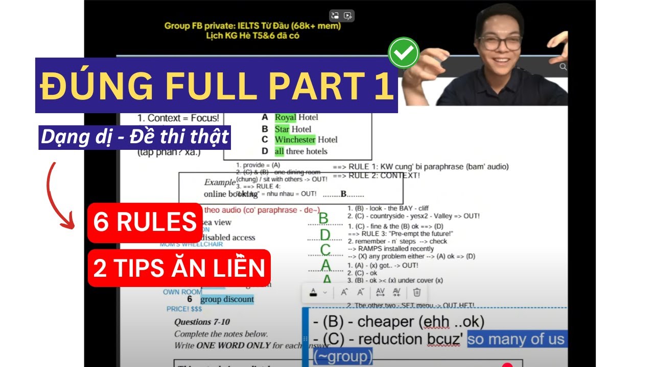 Giải đề Listening P1 (DỄ RA LẠI) với 9.0 IELTS Listening 🔥 (6 RULES, 2 TIPS) - CRACKING IELTS 06 ⚡