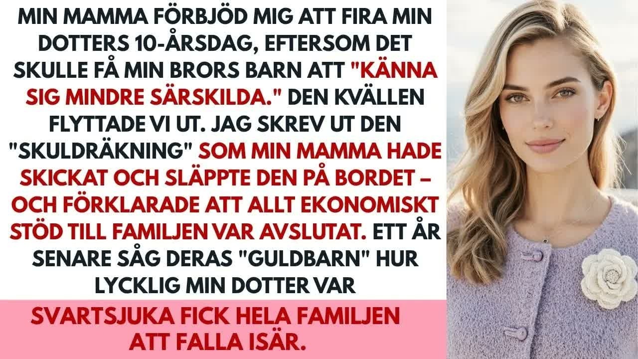 ”Om du väljer att vara självisk, ta inte hit henne igen.” Min mammas ord ekade i köket medan jag stod där med en väska full av drömmar om mitt barns första egna kalas. Jag hade sparat i två...