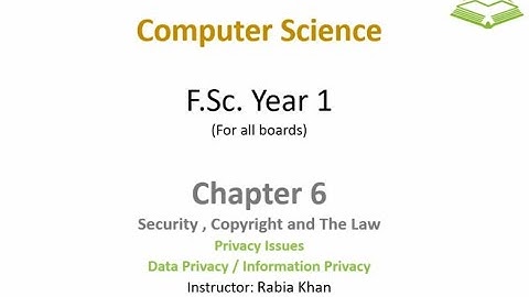 FSc Computer Science Book 1, CH 6, LEC 94: Data Privacy & Privacy Issues