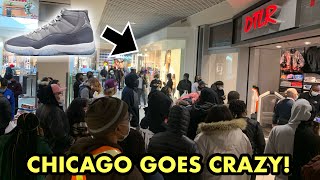 CHICAGO GOES INSANE FOR THE JORDAN 11 COOL GREYS! CRAZY PICK UP MALL VLOG!