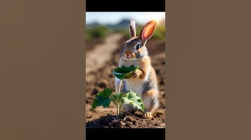 Rabbit watered the cucumber plant and saved it from drying up 😭 #ai #tree #save #watering