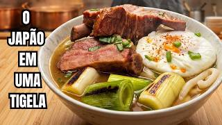 Udon com Costela Defumada e Ovo No Vapor.
