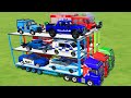 TRANSPORTING CARS, FIRE TRUCK, POLICE CARS, AMBULANCE OF COLORS! WITH TRUCKS! - FARMING SIMULATOR 22