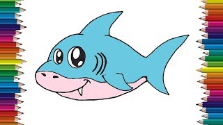 shark draw drawing easy step cartoon drawings simple htdraw earth