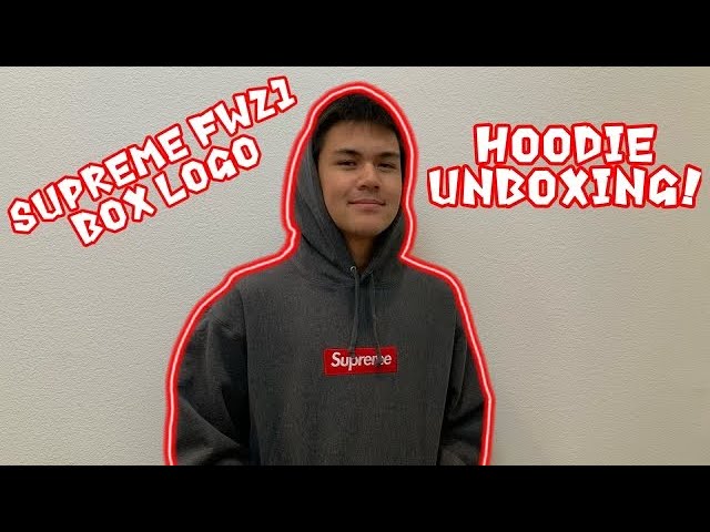 SUPREME BOX LOGO HOODIE GREY SIZE M FW19