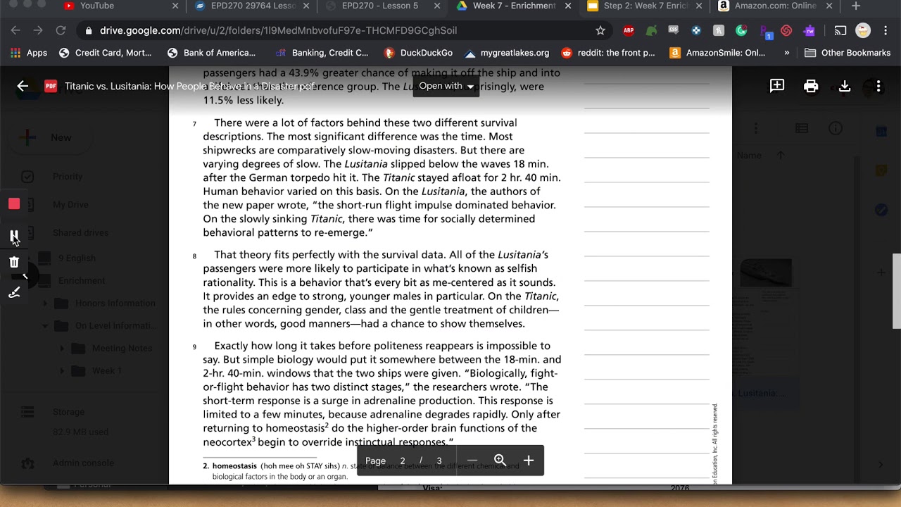 "Titanic vs. Lusitania: How People Behave in a Disaster" Audio Recording