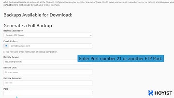 How to generate a cPanel backup and sent it to FTP Server with Hoyist