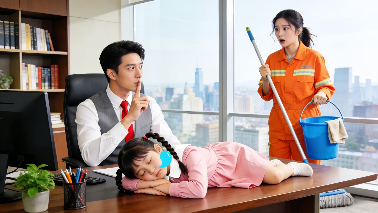 💕نامت ابنة عاملة النظافة المسكينة على مكتب CEO… بنظرة عرف أنها ابنته! فأخذها فوراً ليغمرها حباً!