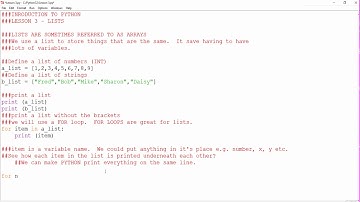 An Introduction to Python - Lesson 3 - Lists Basics