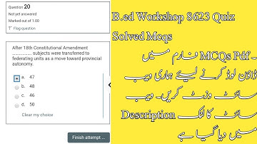 B.ed Workshop Code 8623 Solved Quiz | B.ed Workshop 8623 Quiz Answers |