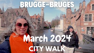 Best city to visit in Belgium 🇧🇪  Bruges, Spring 2024  🥰 Walk in beautiful Brugge city centre - 4K