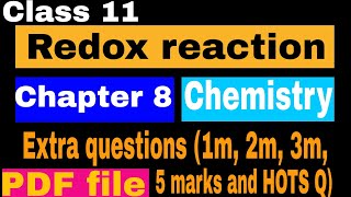 NCERT extra questions for class 11th chemistry !! Chapter 8 !! Redox reaction !!