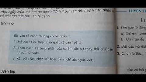 Tiếng việt 5: tuần 1: tập làm văn: Cấu tạo văn tả cảnh (sgk trang 11,12).
