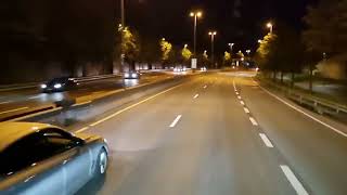 Night driving Scania through Ring 3 in Oslo