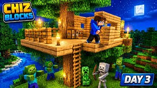 100 Days in Minecraft - Day 3 | Surviving the Night While Building My Base