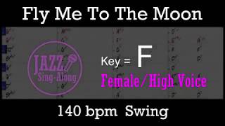 Fly Me To The Moon - with Intro + Lyrics in F (Female) - Jazz Sing-Along