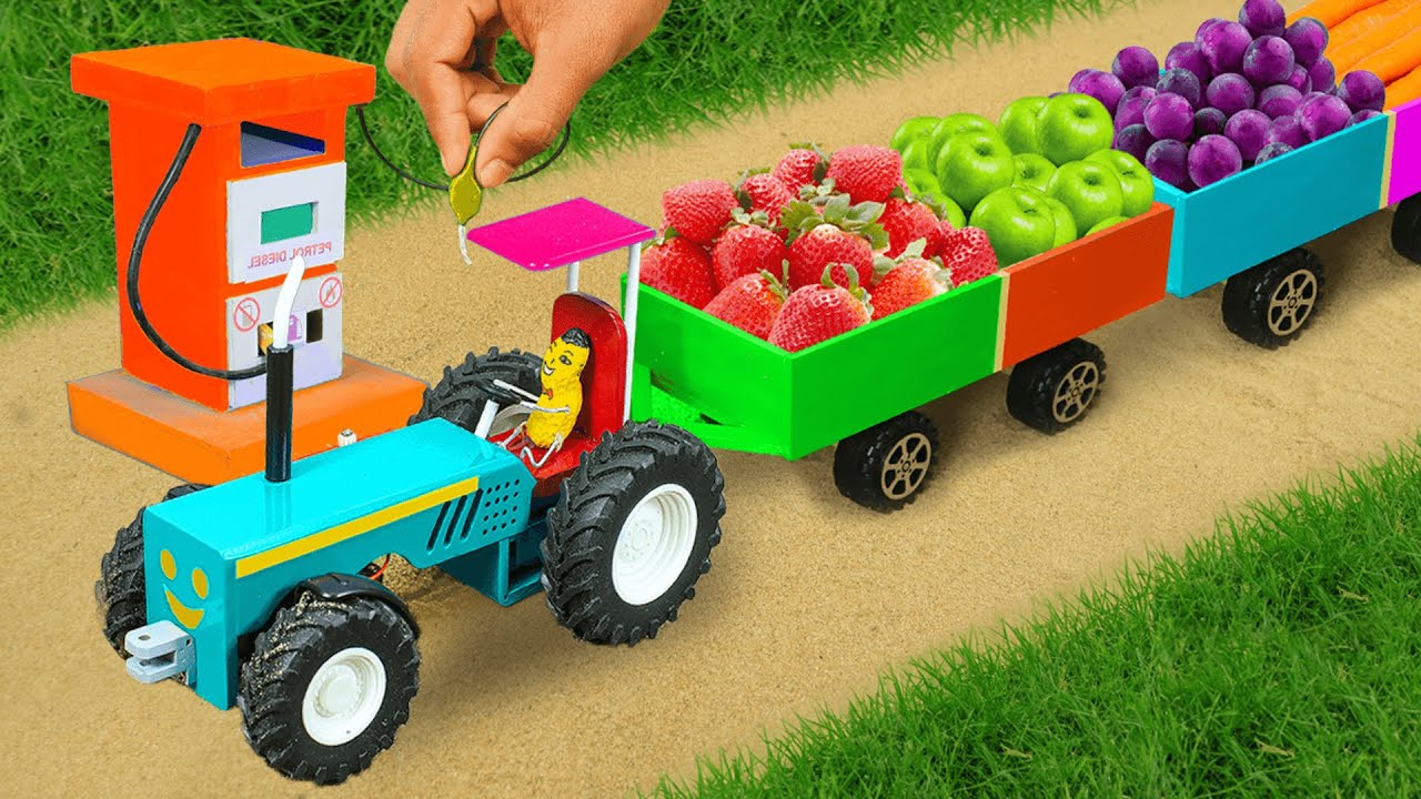 Diy tractor mini Bulldozer to making concrete road | Construction Vehicles, Road Roller #592