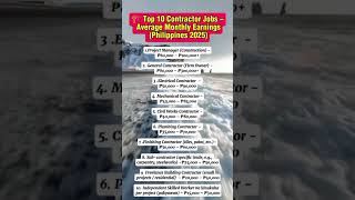 🏗️ Top 10 Contractor Jobs – Average Monthly Earnings (Philippines 2025)#contractor #shorts #fyp