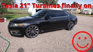 Machining Tesla wheels to fit my saab!