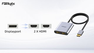 DisplayPort to Dual HDMI Splitter 4K, Add 2 HDMI Monitors to DisplayPort PC/Laptop, for Windows Only
