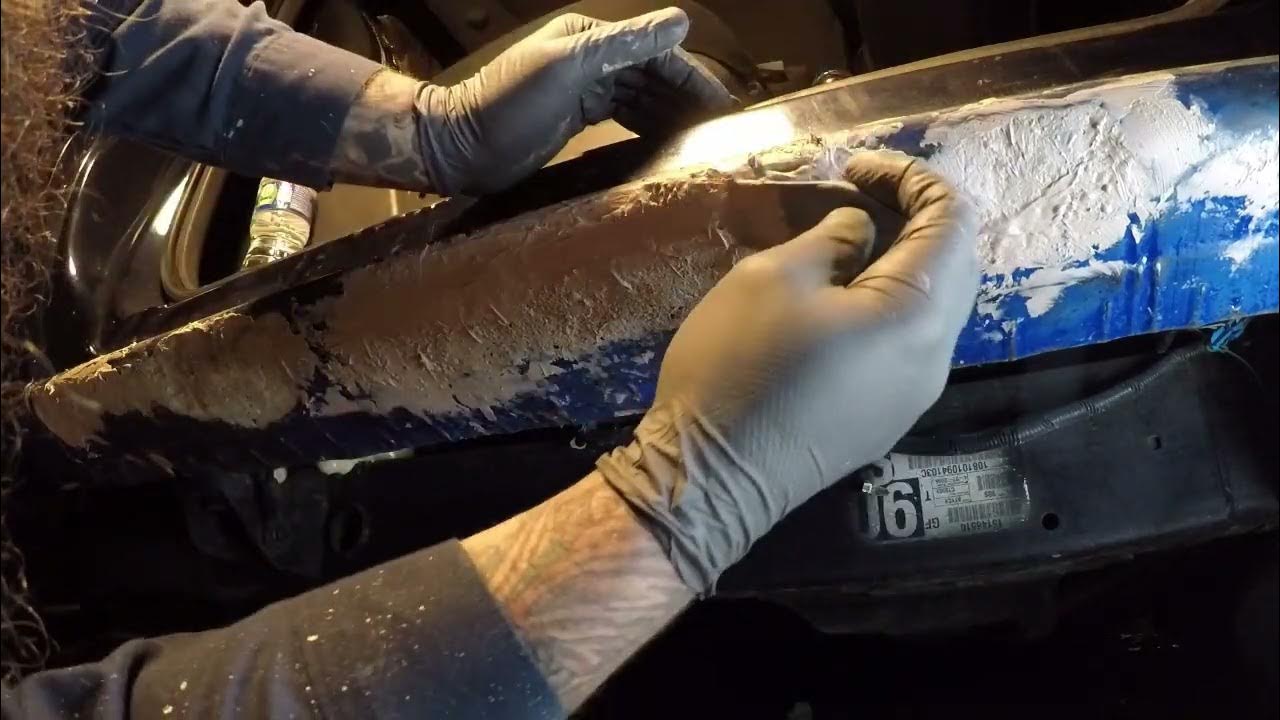 CHEAP ROCKER PANEL REPAIR (DIY) SPRAYFOAM AND BONDO - YouTube