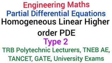 Homogeneous Linear Higher Order PDE/Type 2/Engineering Maths:TRB,TNEB,GATE and University Exams