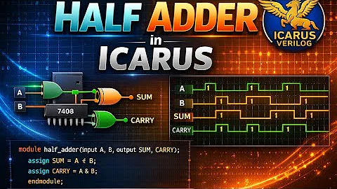 Half adder in icarius with GTK wave #verilog #wave #electronic #engineering #viral 