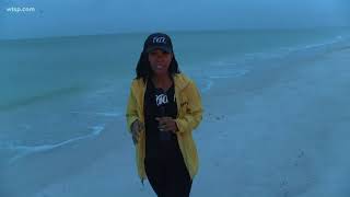 Light rain, light surf on St. Pete Beach away from Subtropical Storm Alberto