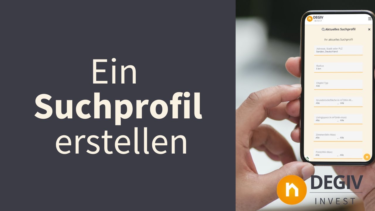 Ein Suchprofil bei DEGIV Invest anlegen - YouTube