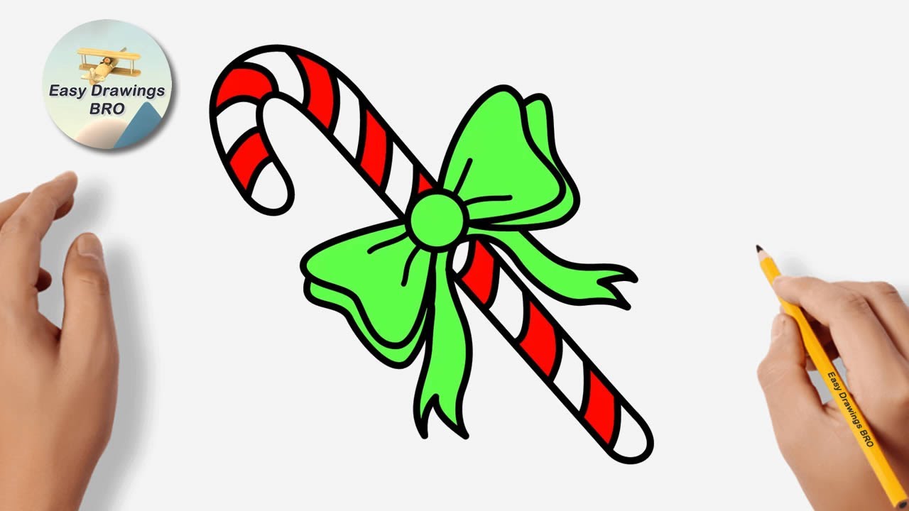 How to draw a Christmas candy cane easy Drawing candy cane tutorial