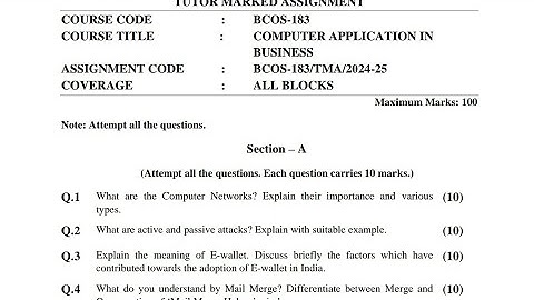 BCOS-183 BBA Solved Assignment  2024 - 2025 | IGNOU BBA 1st Semester Solution July 2024 Video