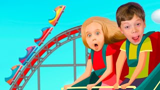 Max And Sofi In Theme Park With Roller Coaster | Kids Videos