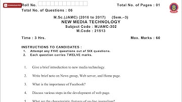 MSC 3RD SEM JAMC NEW MEDIA TECHNOLOGY NOV 2019 | PTU