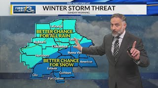 Update on winter system with snow potential, mainly southeast of Columbus