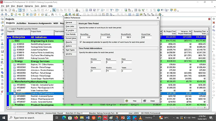 9  How to Use Admin Preferences in primavera P6
