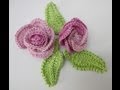 Роза из колец + листочек Вязание крючком Rose from rings + leaf Knitting by a hook