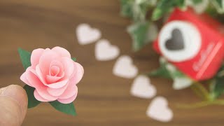 簡単！ハート型クラフトパンチで作る可愛いバラの花 - DIY How to Make Rose Paper Flower