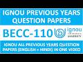 BECC-110 || IGNOU PREVIOUS YEARS QUESTION PAPERS || BECC-110 EXAM QUESTION PAPER IN HINDI &amp; ENGLISH