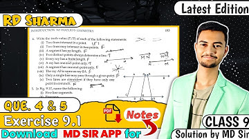 Ex 9.1 Q4 to Q5 | RD Sharma Class 9 | Chapter 9 Euclid