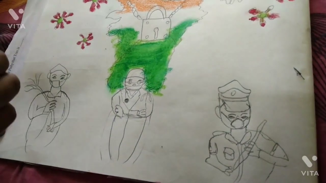 How to draw easy oil pastel drawing COVID 19 picture 🖼️