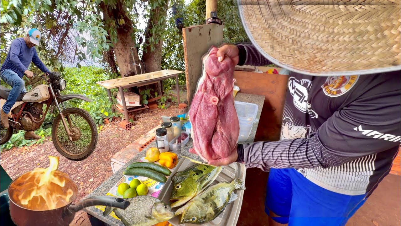 PREPARAMOS UM PERNIL NO RANCHINHO E PEGAMOS MUITO PEIXE