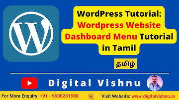 WordPress Tutorial in Tamil  - WordPress Website Dashboard Menu Tutorial in Tamil