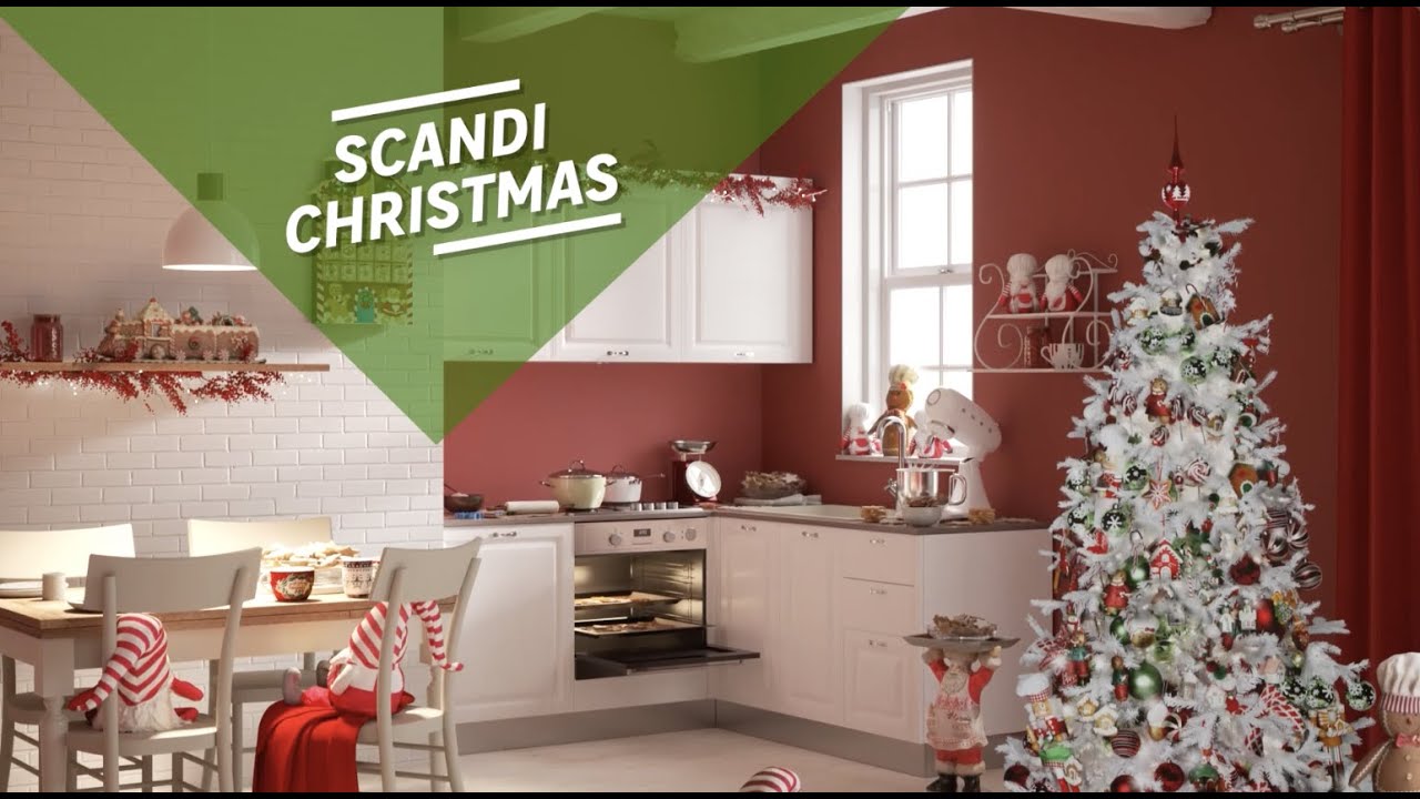 Albero di Natale rosso e bianco per un allestimento in stile Scandi