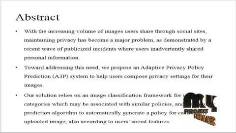 Privacy Policy Inference of User-Uploaded Images on Content | Final Year Projects 2016 - 2017
