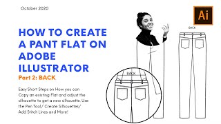 How To Create A Pant Flat On Adobe Illustrator/ Part 2: BACK