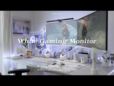 𝐝𝐞𝐬𝐤 𝐮𝐩𝐝𝐚𝐭𝐞 🧑🏼💻白ゲーミングモニター&アーム紹介/設置┊pixioゲーミングモニター,白デスク環境作り,ゲーミングデスク,オタク部屋 etc. (ENG,4K