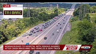 Woman seriously injured in semi-truck crash