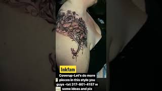 Y Flower Tattoo On Shoulder And Neckline - Hot Mom Gets New Ink By Shadowink