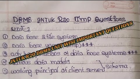 dbms important question unit wise jntuk r20// imp question&ans link in description