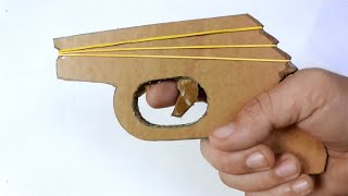 How To Make Rubber Band Gun Pistol From Cardboard Tutorials From Cardboard Diy Gun With Template